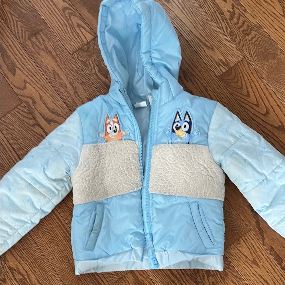 Bluey Kids Puffer Jacket - Light Blue